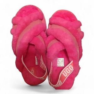 UGG Pink Fluffy Sandals Size 6